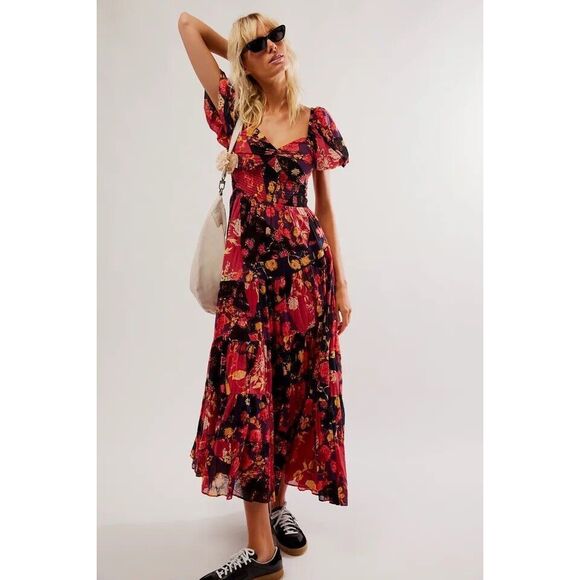 Free People Dresses & Skirts - Free People Sundrenched Short-Sleeve Maxi Dress